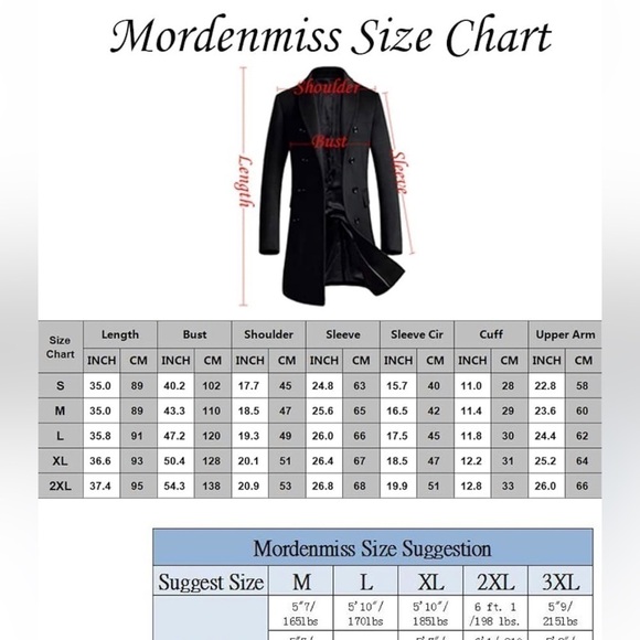 NEW Men's Premium Double Breasted gray Woolen Pea Coat - Picture 9 of 16